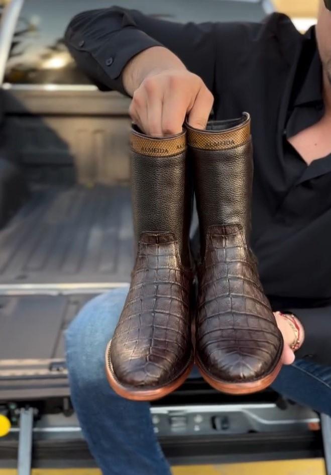 Original Crocodile Leather Cowboy Boots Brown