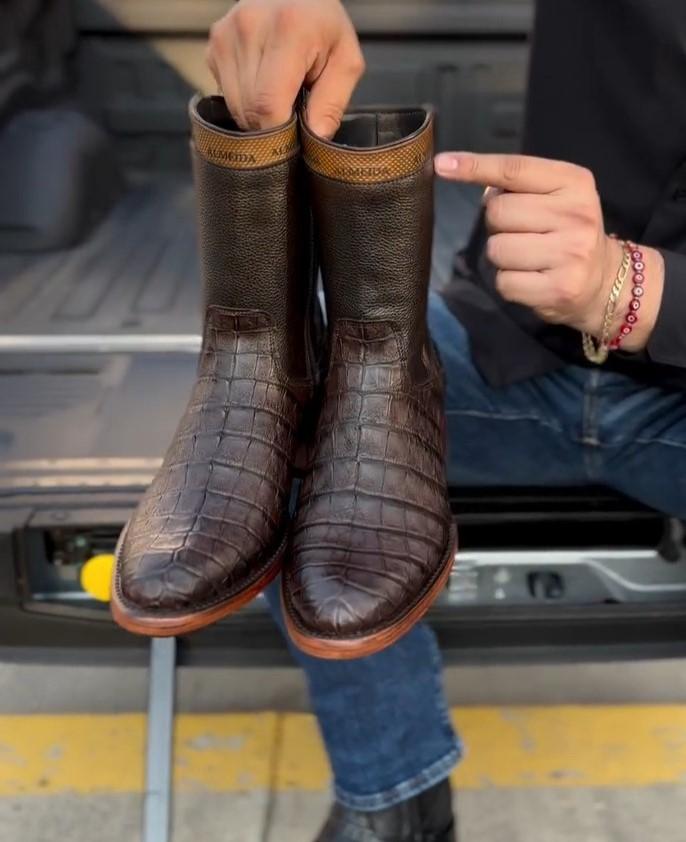 Original Crocodile Leather Cowboy Boots Brown