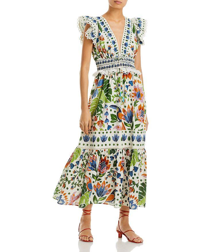 Printed V-neck Lace Dress