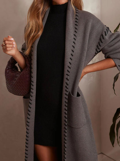 Fashion Contrast Stitch Duster Coat