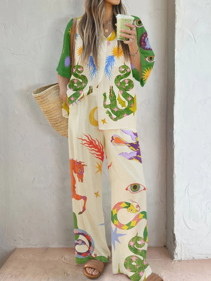 Printed Fashion Casual Pajamas Suit