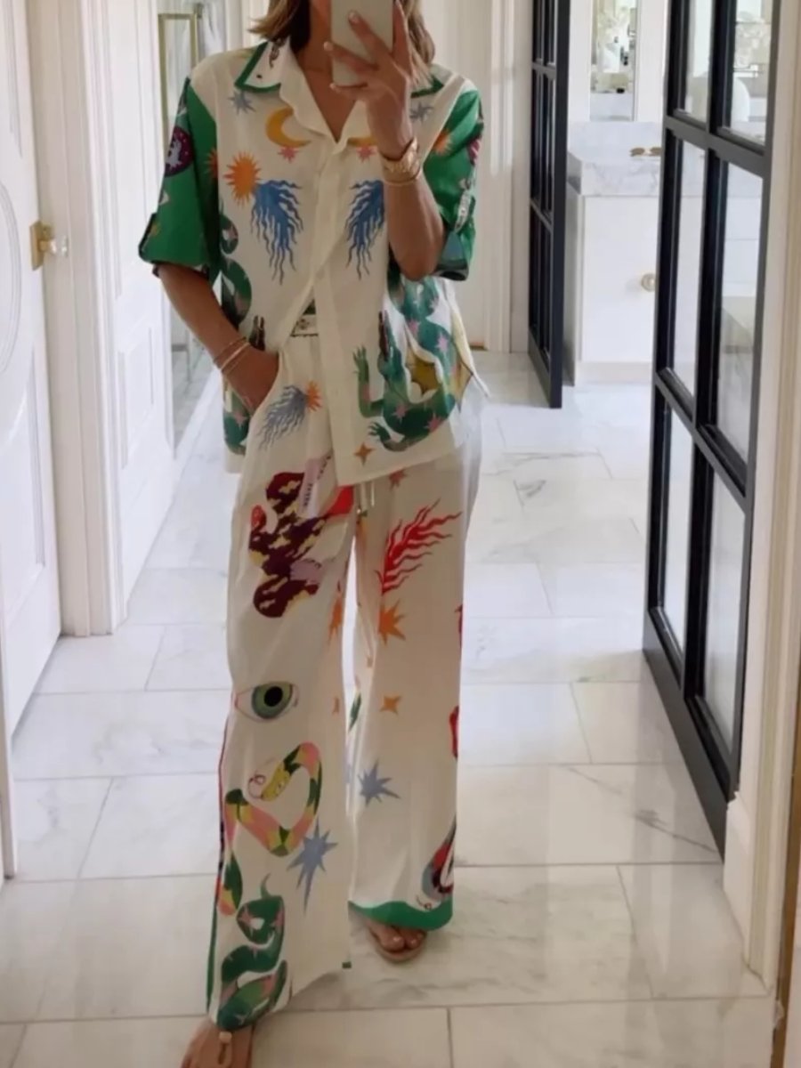 Printed Fashion Casual Pajamas Suit