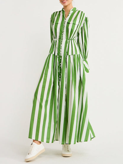 Striped Print Maxi Dress