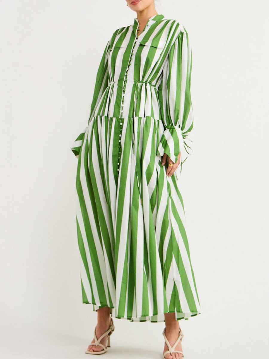 Striped Print Maxi Dress