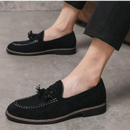 Suede One-Step Fringe Loafers