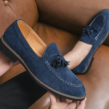 Suede One-Step Fringe Loafers