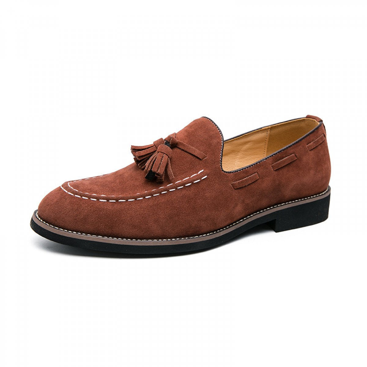 Suede One-Step Fringe Loafers